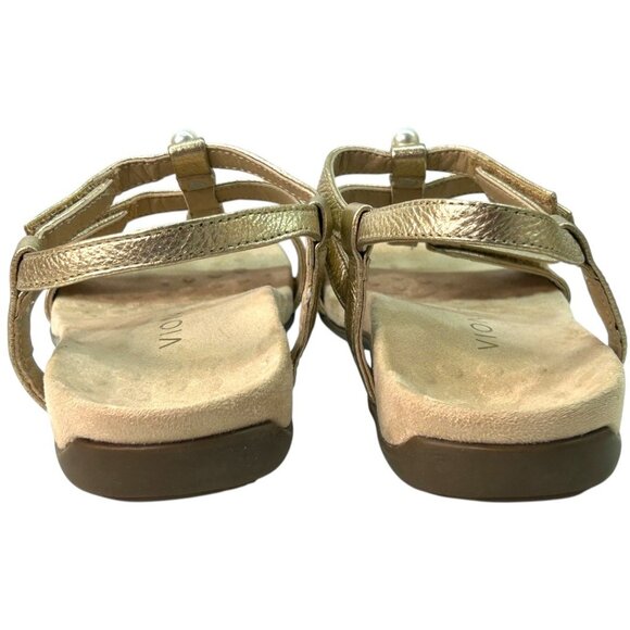 Vionic Mikah Women's Adjustable T-Strap Gold Beaded Orthotic Sandals - Size 6 - Picture 5 of 6